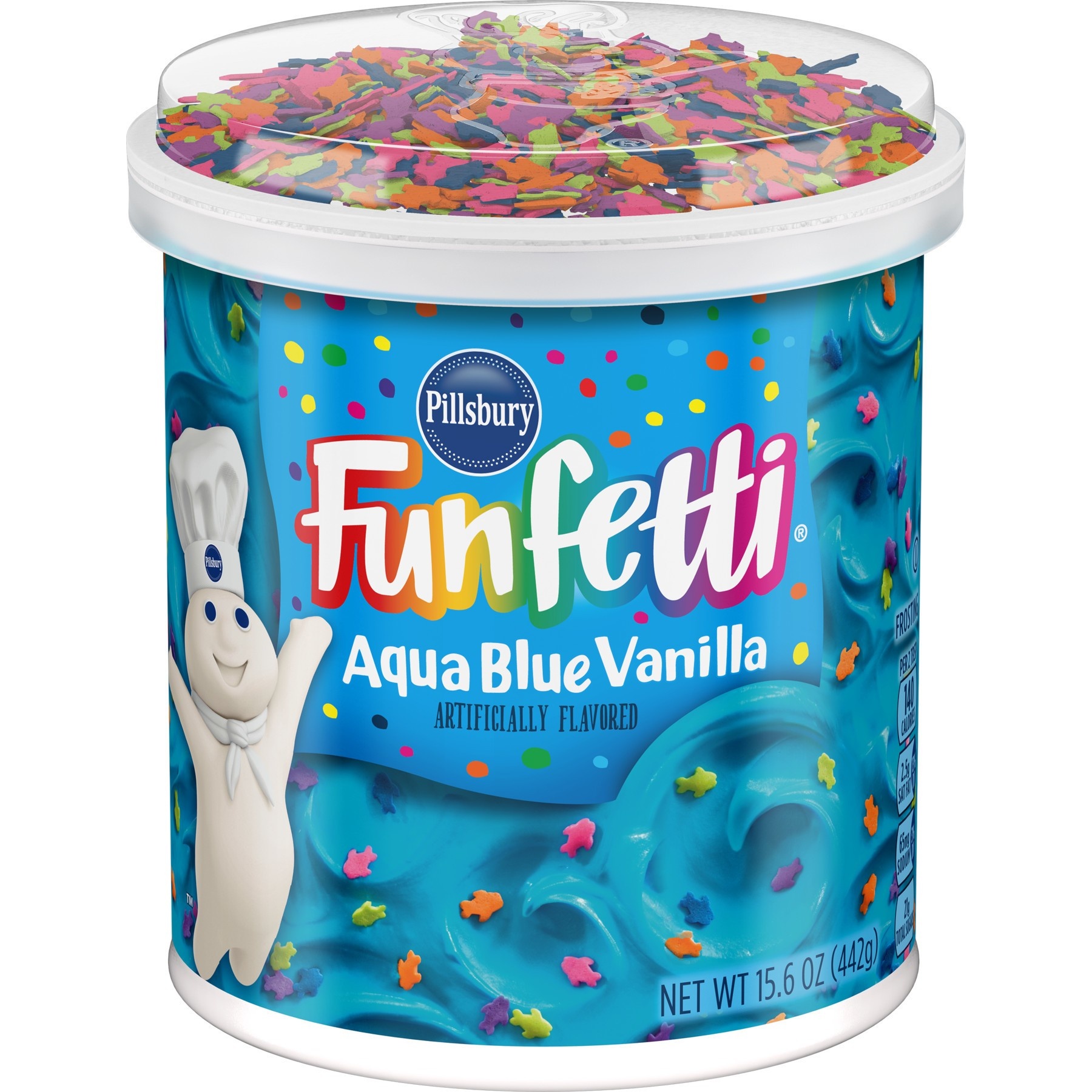 slide 1 of 1, Pillsbury Funfetti Aqua Blue Vanilla Frosting, 15.6 oz