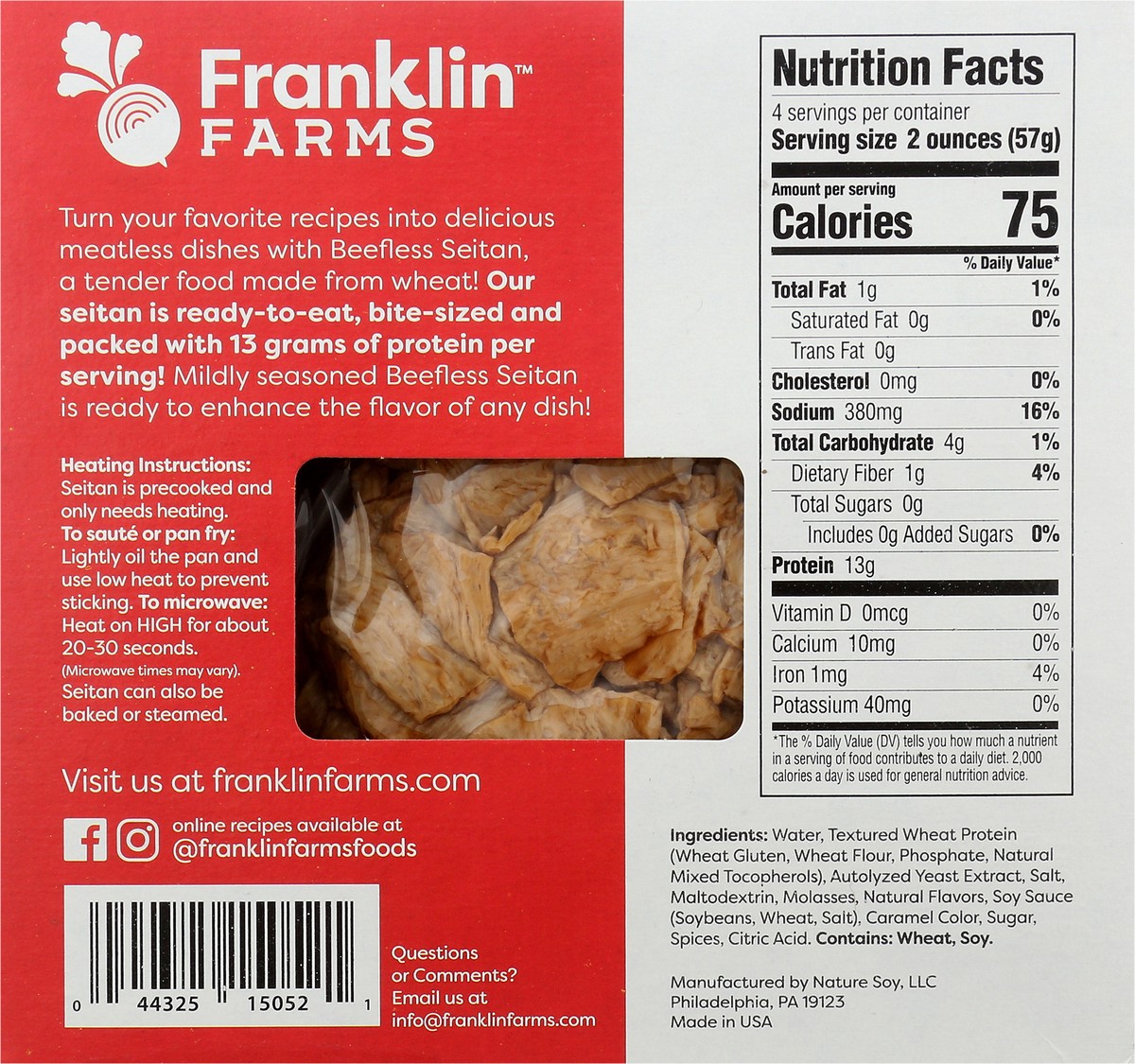 slide 3 of 7, Franklin Farms Beefless Seitan, 8 oz