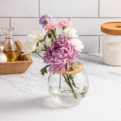 Round Glass Bowl With Flower Frog