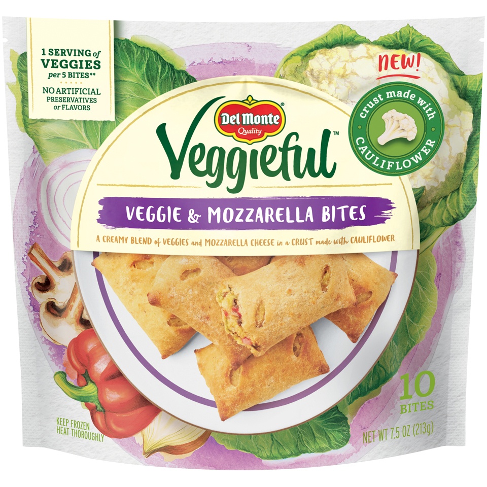 slide 1 of 5, Del Monte Veggie & Mozzarella Bites, 7.5 oz