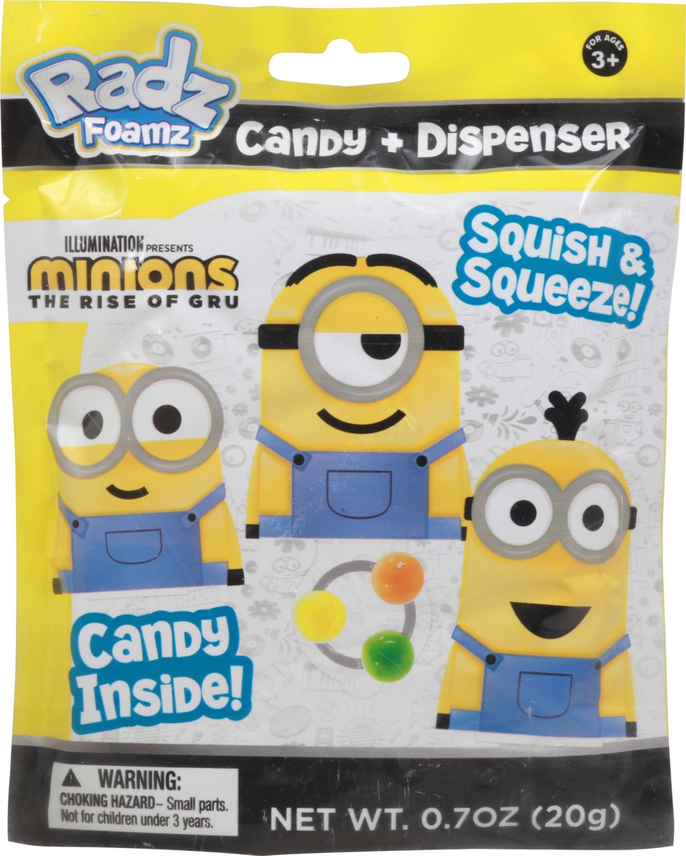 slide 6 of 12, Radz Foamz Minions Candy + Dispenser 0.7 oz Bag, 0.7 oz
