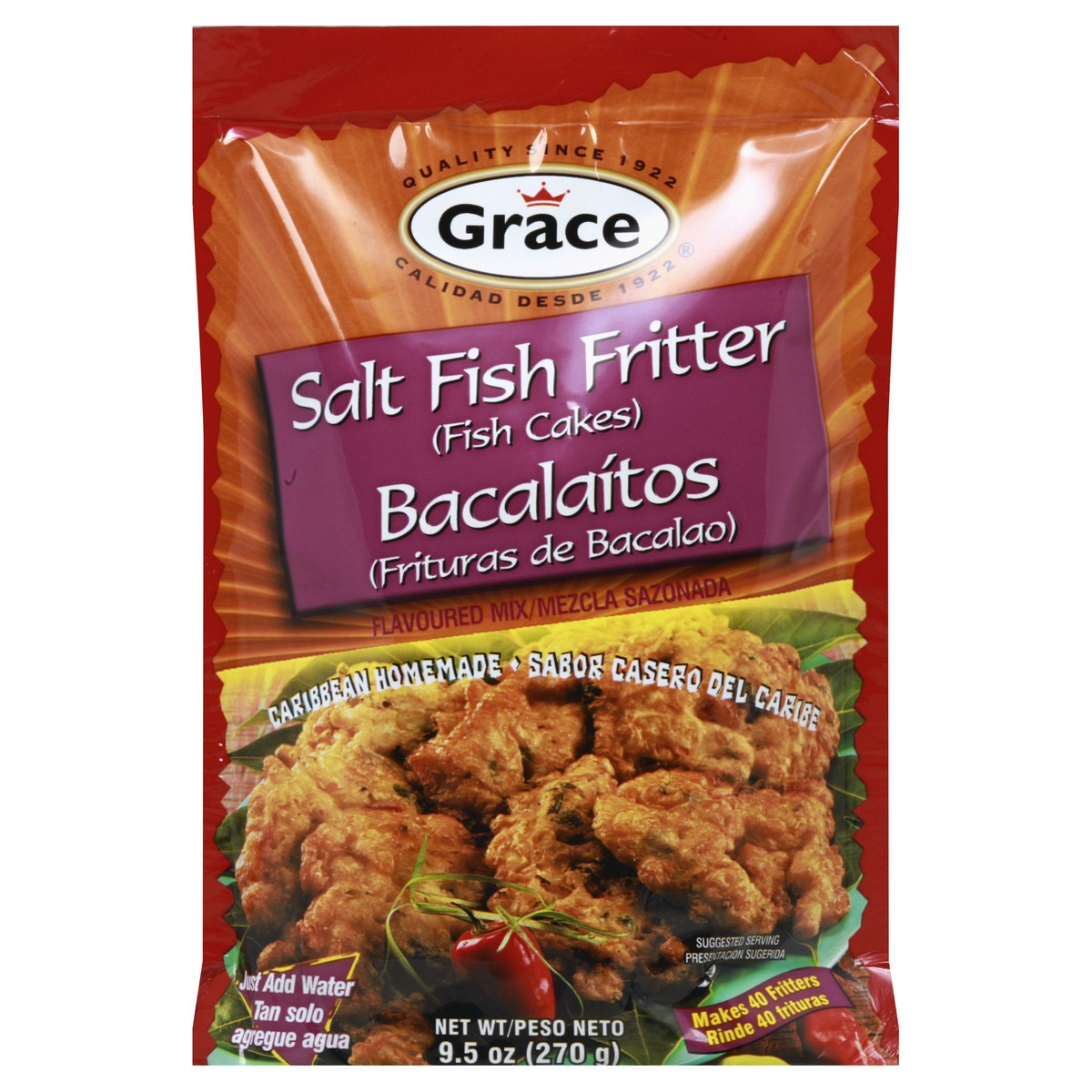 slide 5 of 7, Grace Salt Fish Fritter Mix Just Add Water - 9.5 Oz, 9.5 oz