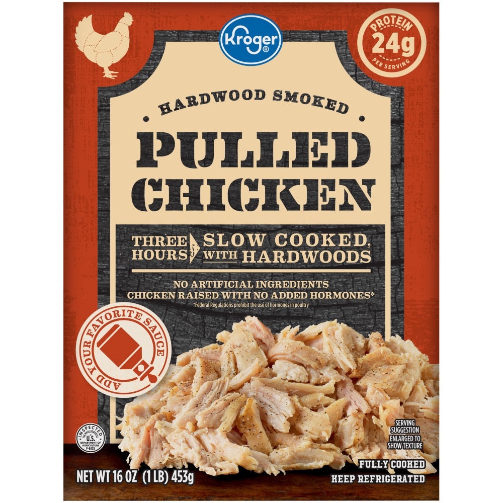 slide 1 of 1, Kroger Hardwood Smoked Pulled Chicken, 16 oz
