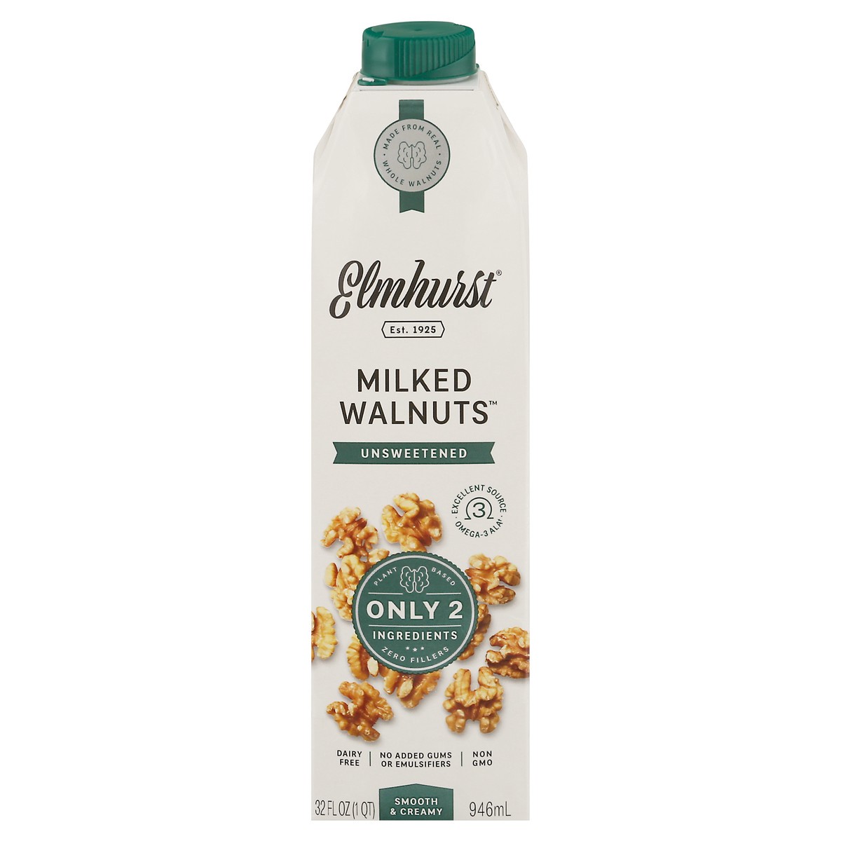 slide 1 of 12, Elmhurst Unsweetened Milked Walnuts Non-dairy Beverage, 32 oz