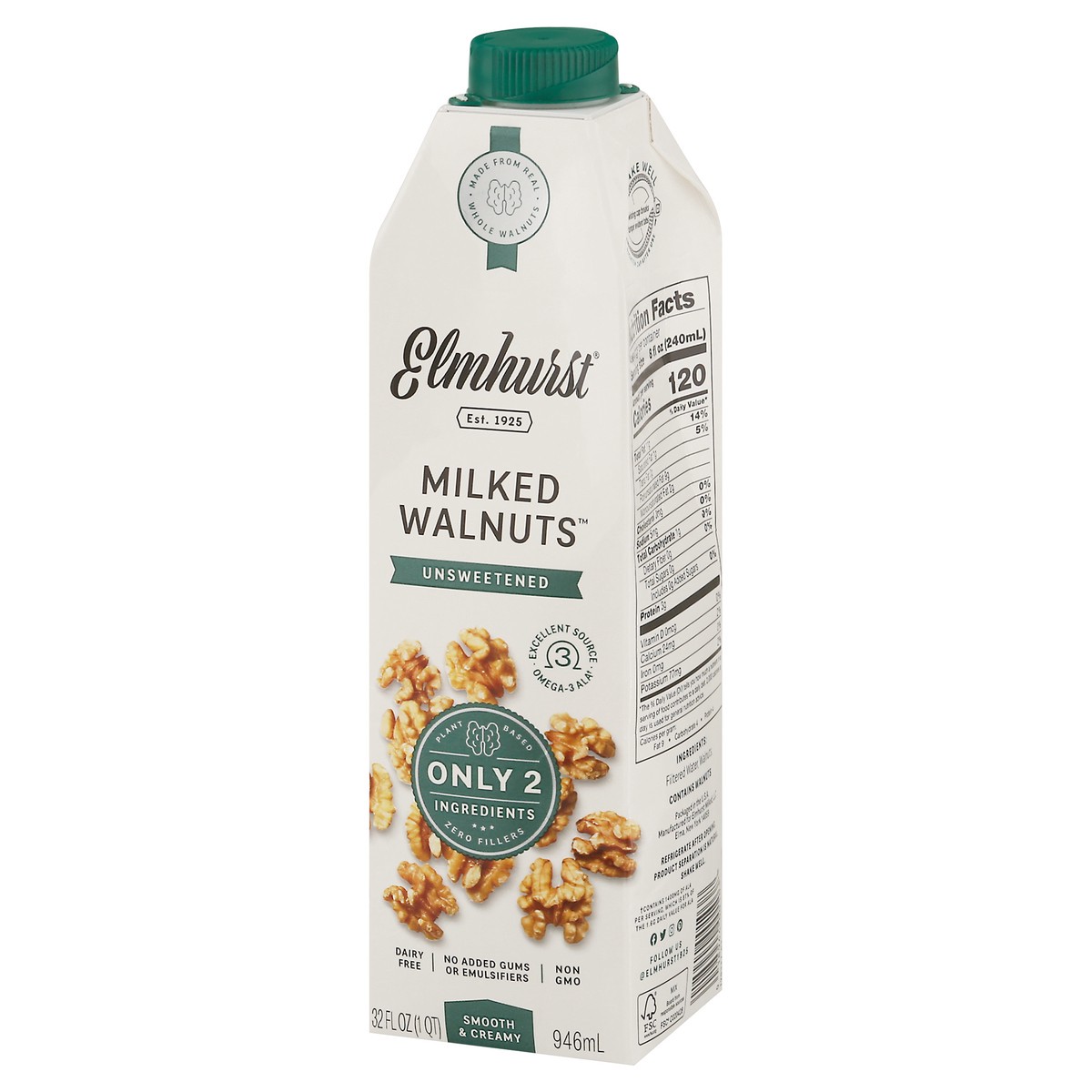 slide 6 of 12, Elmhurst Unsweetened Milked Walnuts Non-dairy Beverage, 32 oz