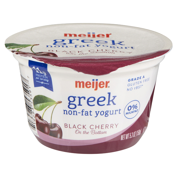 slide 1 of 1, Meijer Non-Fat Black Cherry Greek Yogurt, 5.3 oz