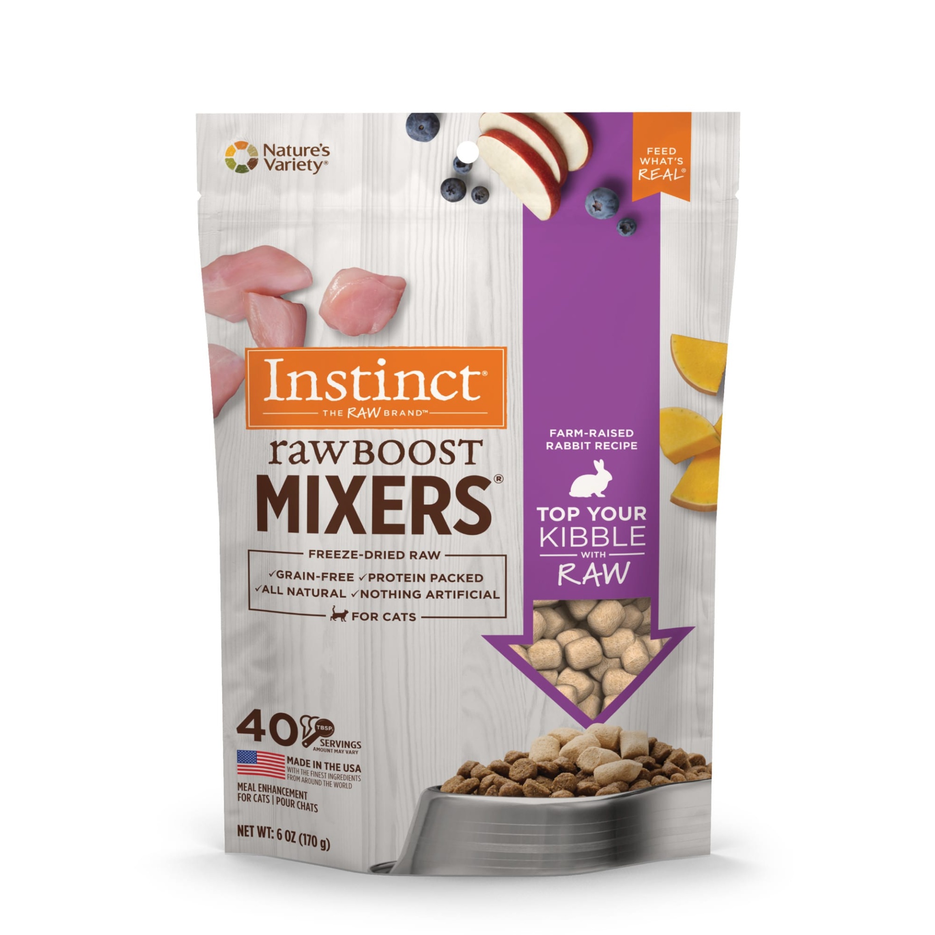 slide 1 of 1, Nature's Variety Instinct Freeze Dried Raw Boost Mixers Grain Free Rabbit All Natural Cat Food Topper by Nature's Variety, 6 oz