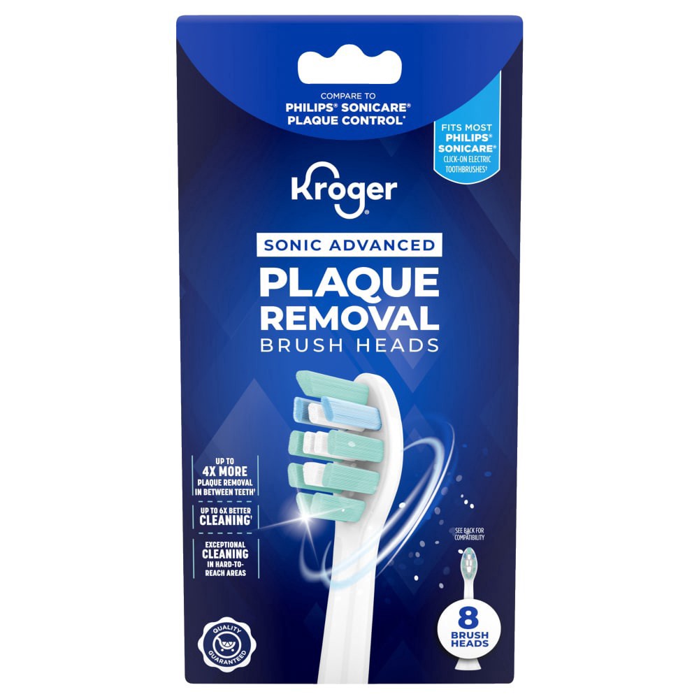 slide 1 of 1, Kroger® Sonic Advanced Plaque Removal Brush Heads, 8 ct