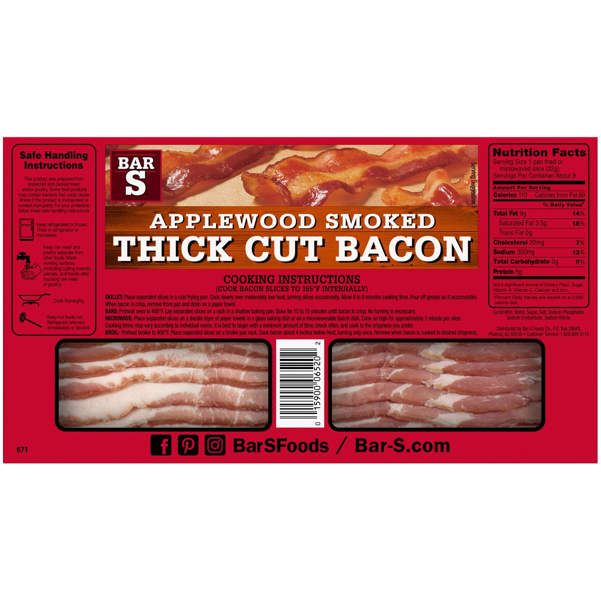 slide 6 of 9, Bar-S Bar S Bar-S Applewood Smoked Thick Cut Bacon, 12 oz