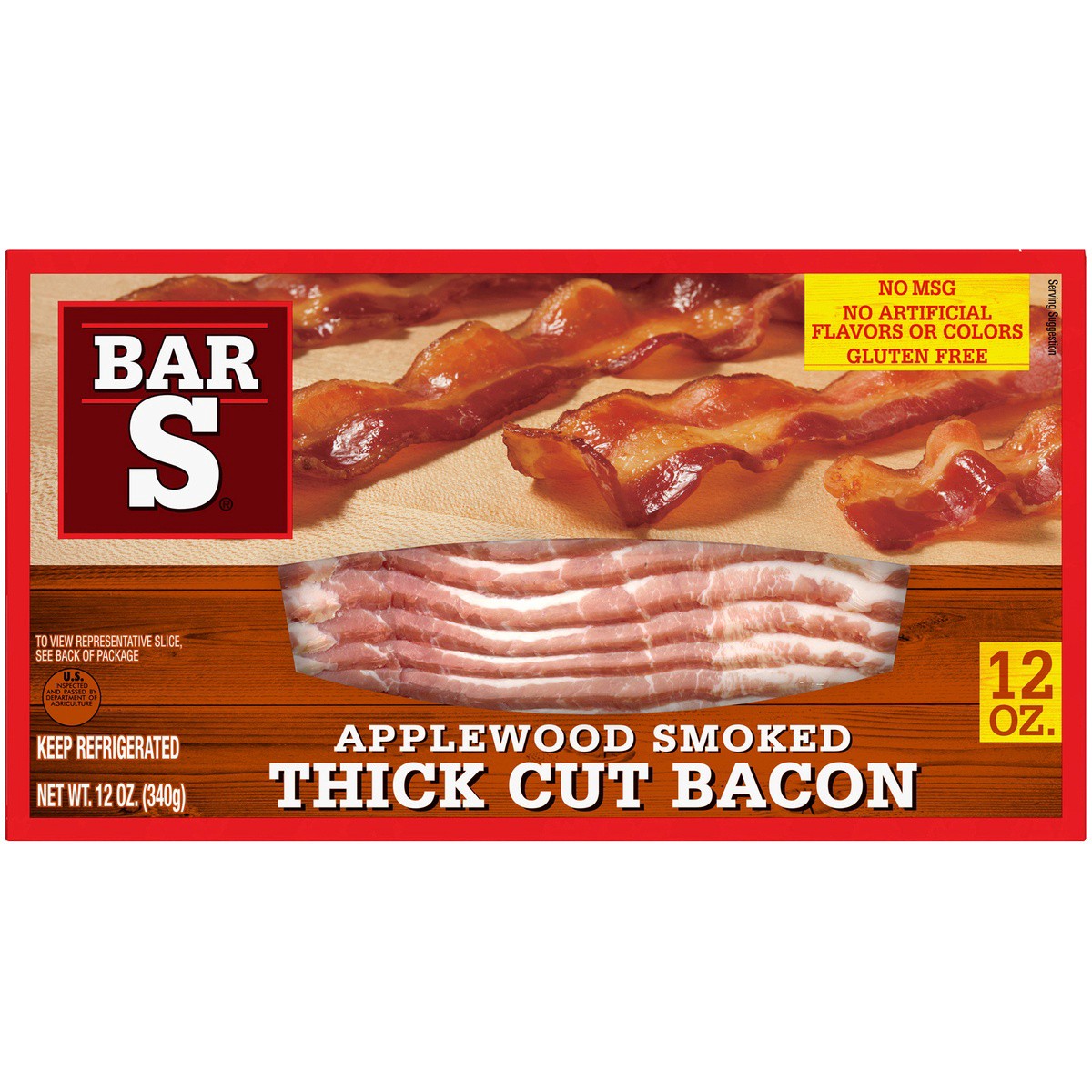 slide 2 of 9, Bar-S Bar S Bar-S Applewood Smoked Thick Cut Bacon, 12 oz