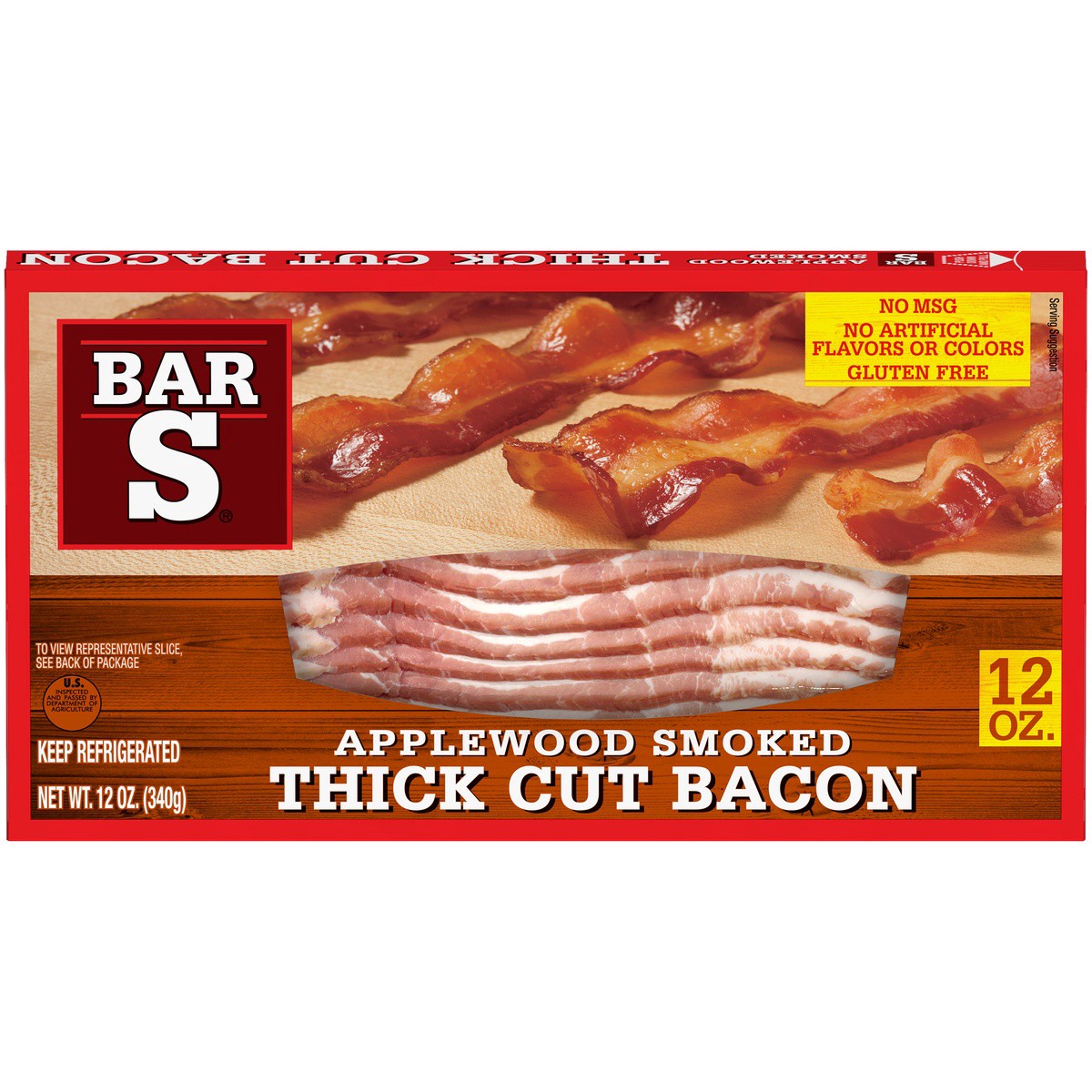 slide 1 of 9, Bar-S Bar S Bar-S Applewood Smoked Thick Cut Bacon, 12 oz