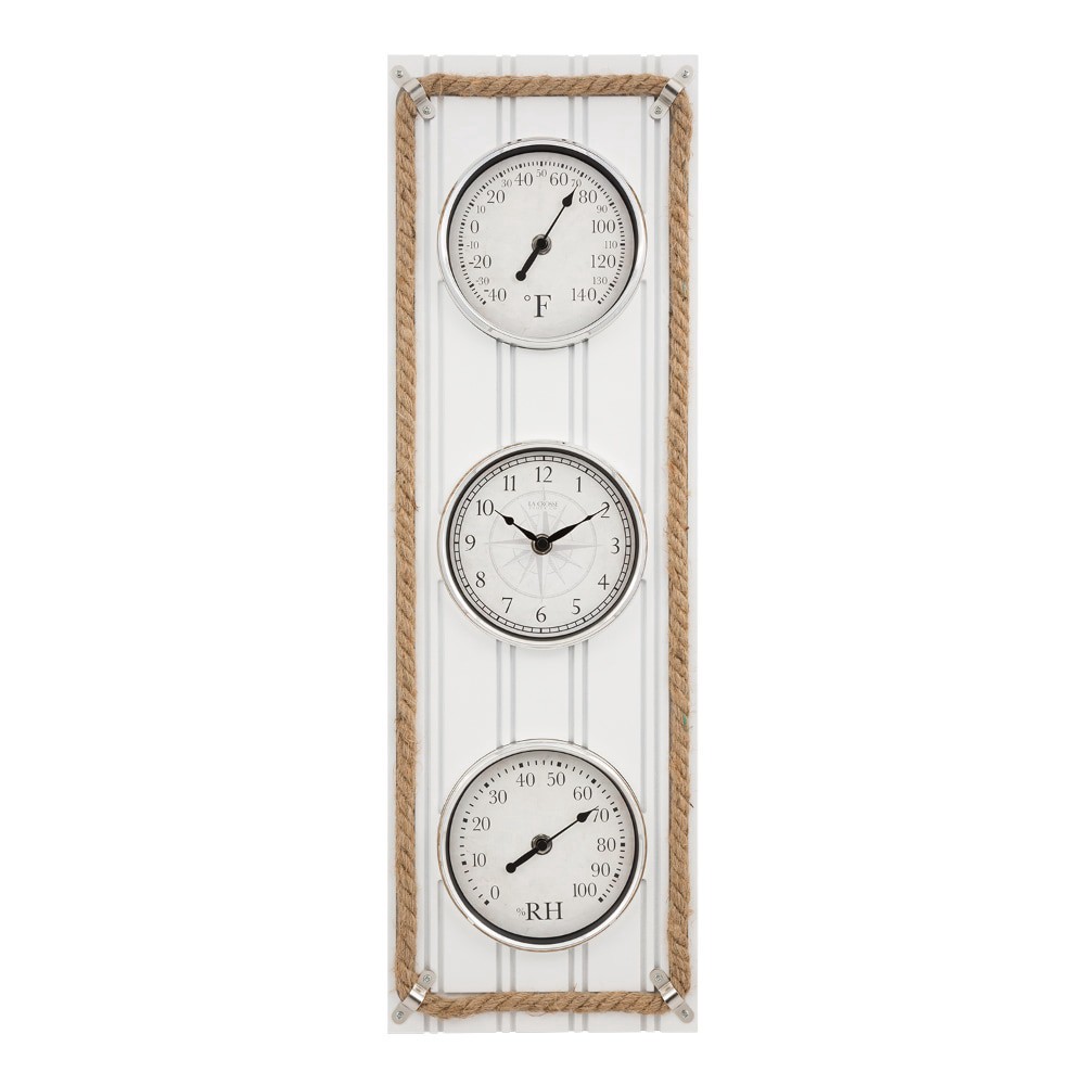 slide 3 of 3, La Crosse Beadboard Quartz Clock With Temp And Humidity, 25 in