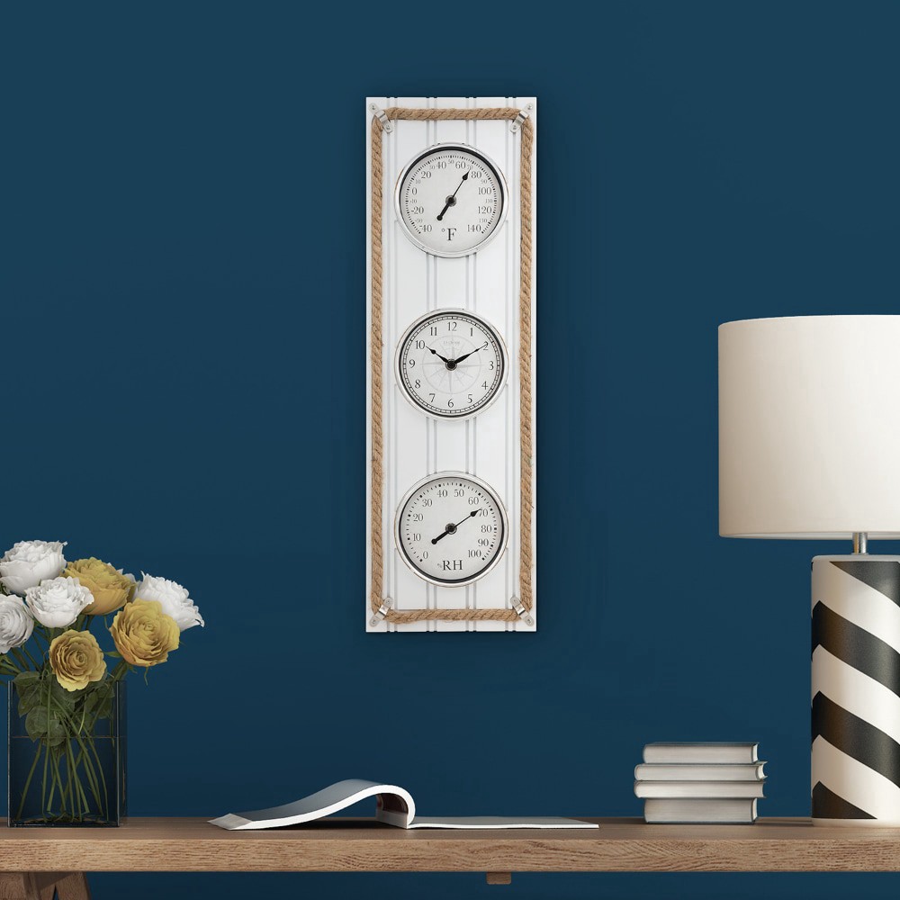 slide 2 of 3, La Crosse Beadboard Quartz Clock With Temp And Humidity, 25 in