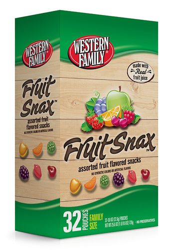 slide 1 of 1, Western Family Fruit Snax, 32 ct