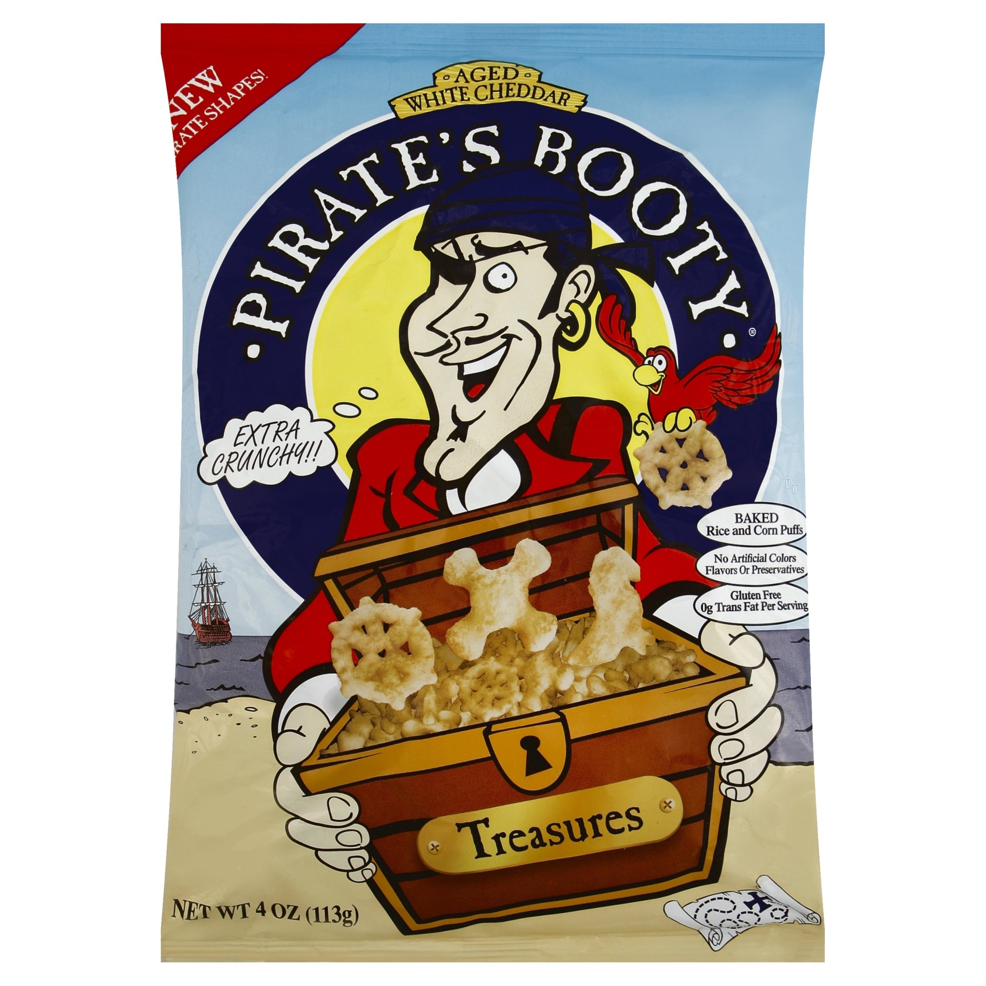 slide 1 of 1, Pirate's Booty Crunchy Treasures Aged White Cheddar, 4 oz