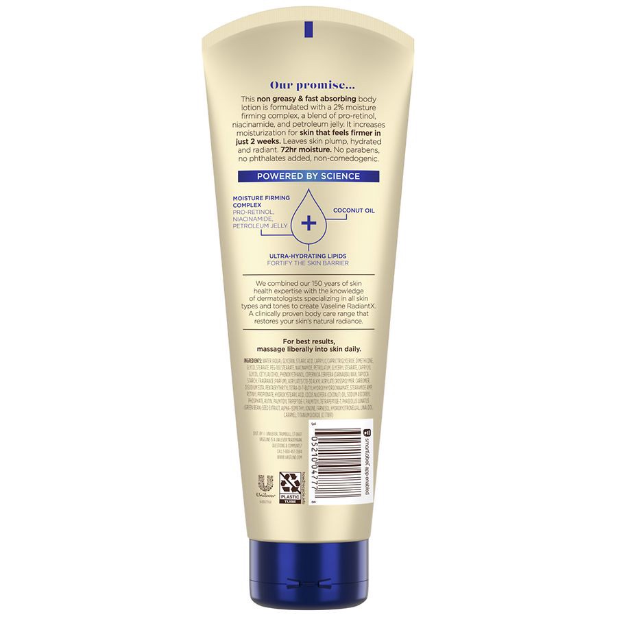 slide 5 of 5, Vaseline Radiant X Firm & Restore Nourishing Body Lotion with Pro-Retinol & Niacinamide, 8 oz, 8 oz