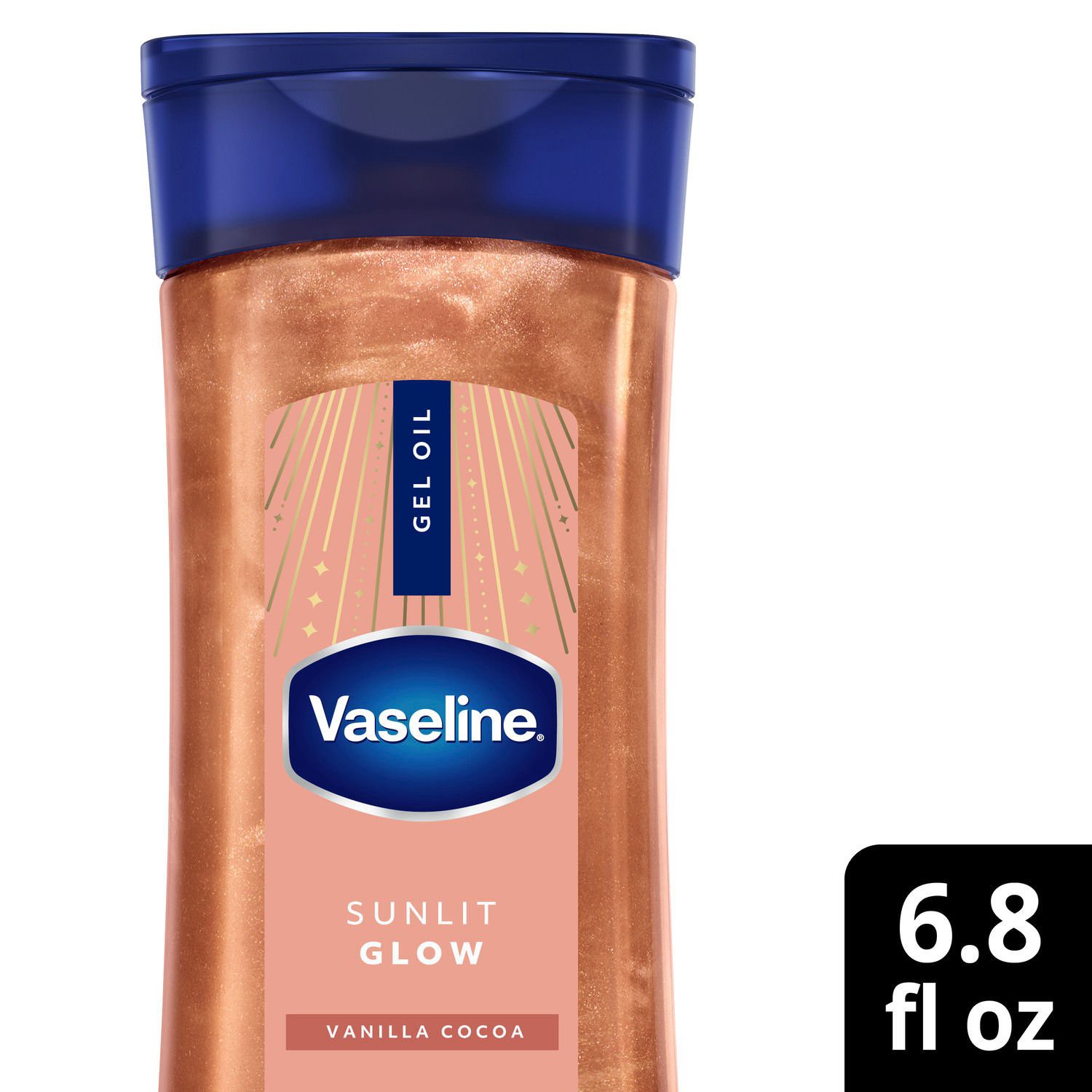 slide 2 of 2, Vaseline Glazed & Glisten Shimmering Gel Oil, Sunlit Glow, 6.8 oz