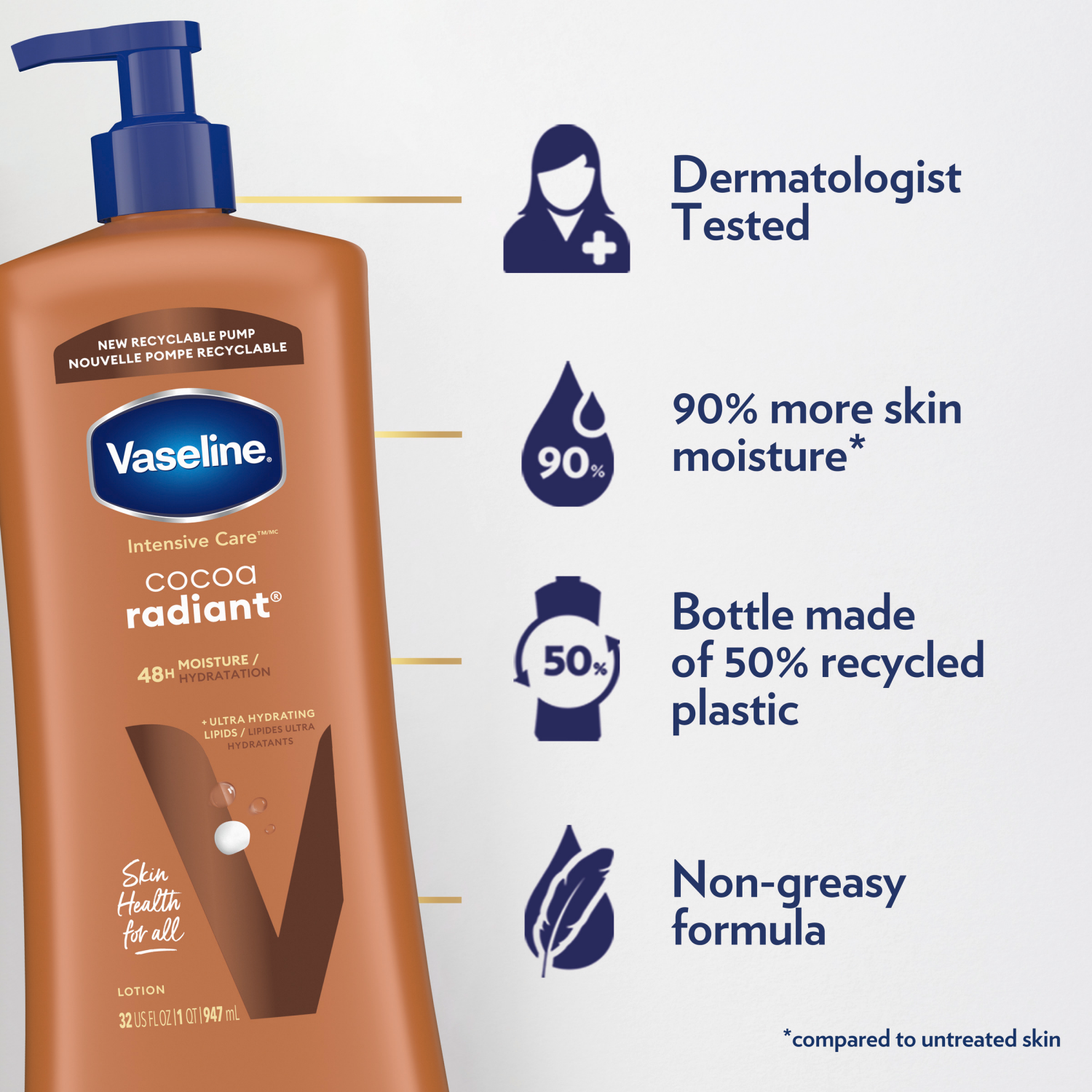slide 5 of 8, Vaseline Intensive Care Cocoa Radiant Hand & Body Lotion, 32 oz