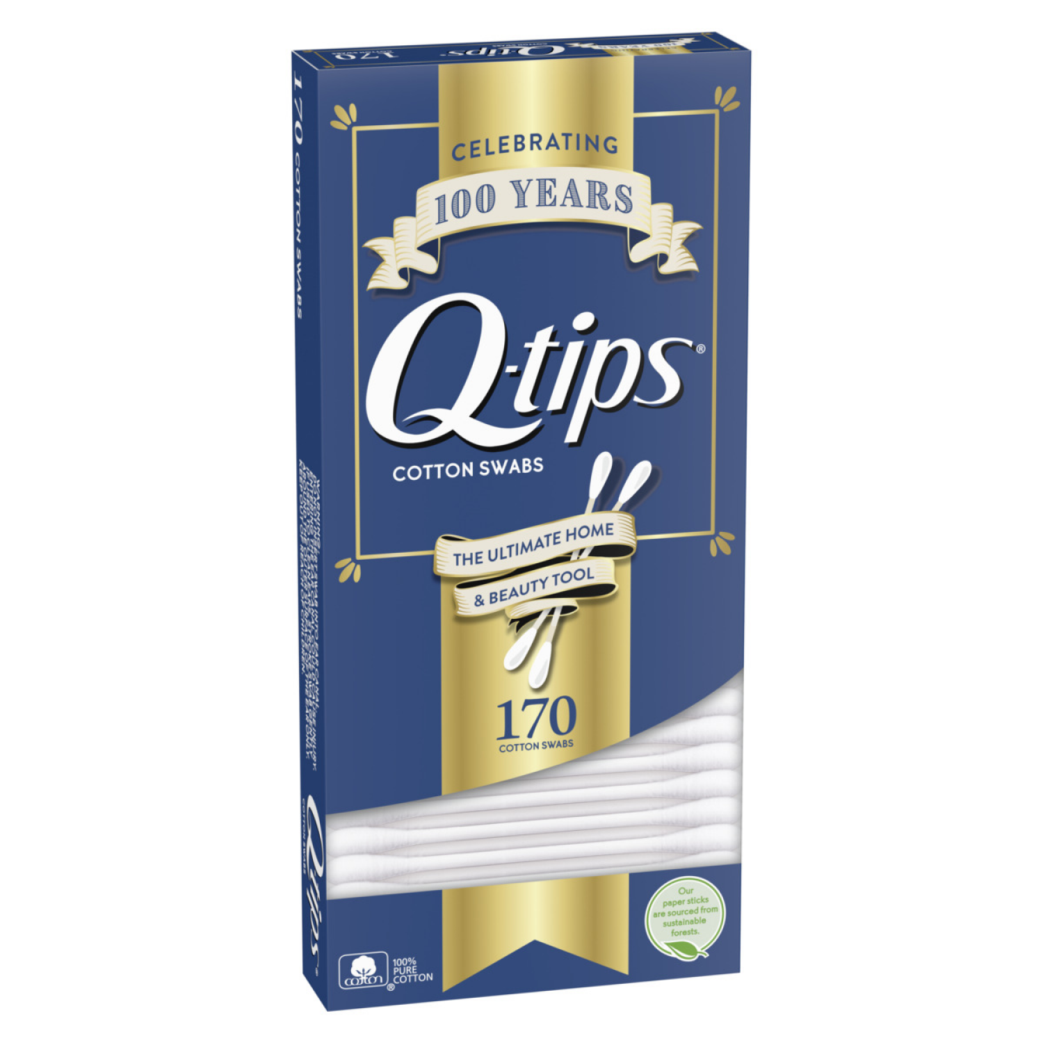 slide 2 of 3, Q-Tips Cotton Swabs, Original, For Home, First Aid and Beauty, 100% Cotton, 170 Count, 170 ct