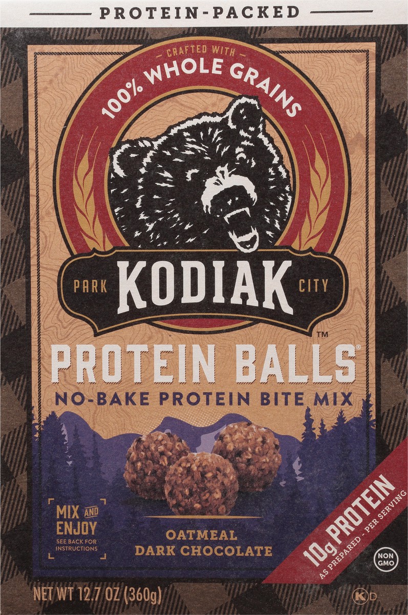 slide 1 of 13, Kodiak Cakes Protein Balls No-Bake Oatmeal Dark Chocolate Protein Bite Mix 12.7 oz, 12.7 oz