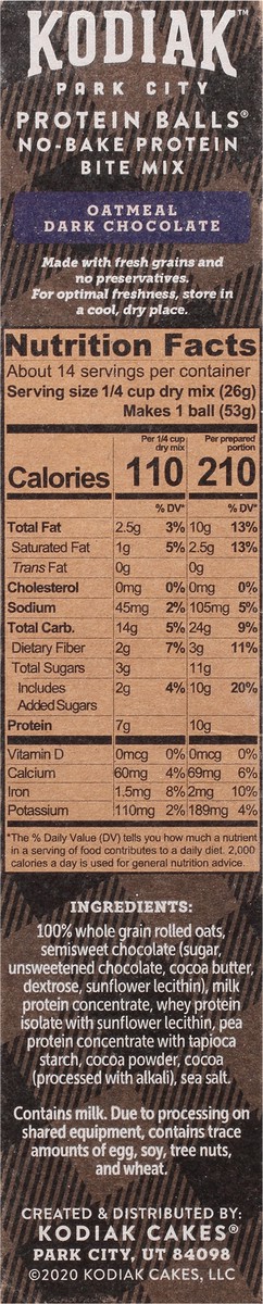 slide 11 of 13, Kodiak Cakes Protein Balls No-Bake Oatmeal Dark Chocolate Protein Bite Mix 12.7 oz, 12.7 oz