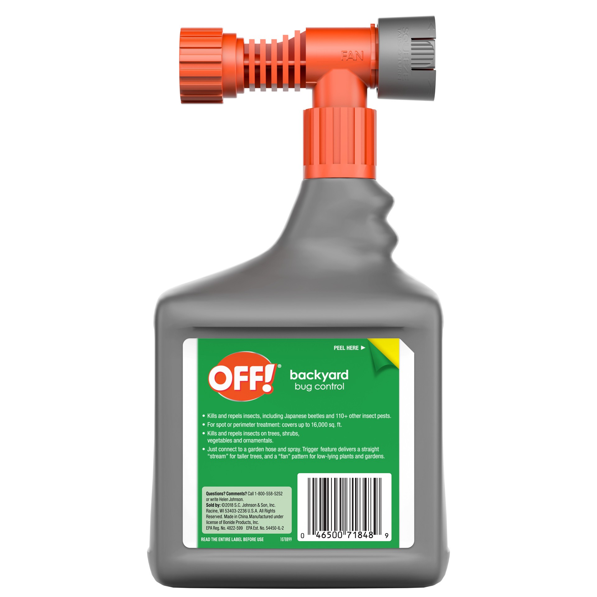 slide 5 of 5, OFF! Backyard Bug Control Pretreat, 32 oz, 1 CT, Outdoor Bug Treatment, Covers up to 16,000 sq. ft., Kills for up to 8 Weeks, With a Convenient Hose Connection, 32 fl oz
