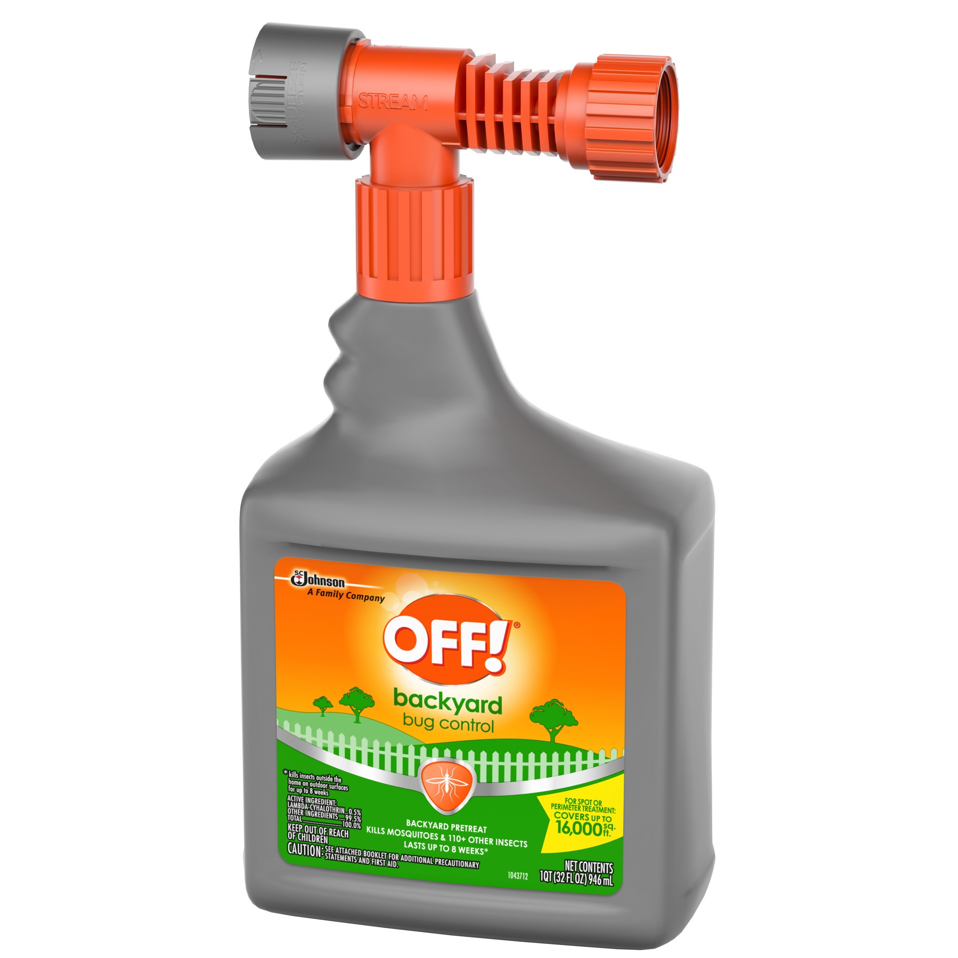 slide 2 of 5, OFF! Backyard Bug Control Pretreat, 32 oz, 1 CT, Outdoor Bug Treatment, Covers up to 16,000 sq. ft., Kills for up to 8 Weeks, With a Convenient Hose Connection, 32 fl oz