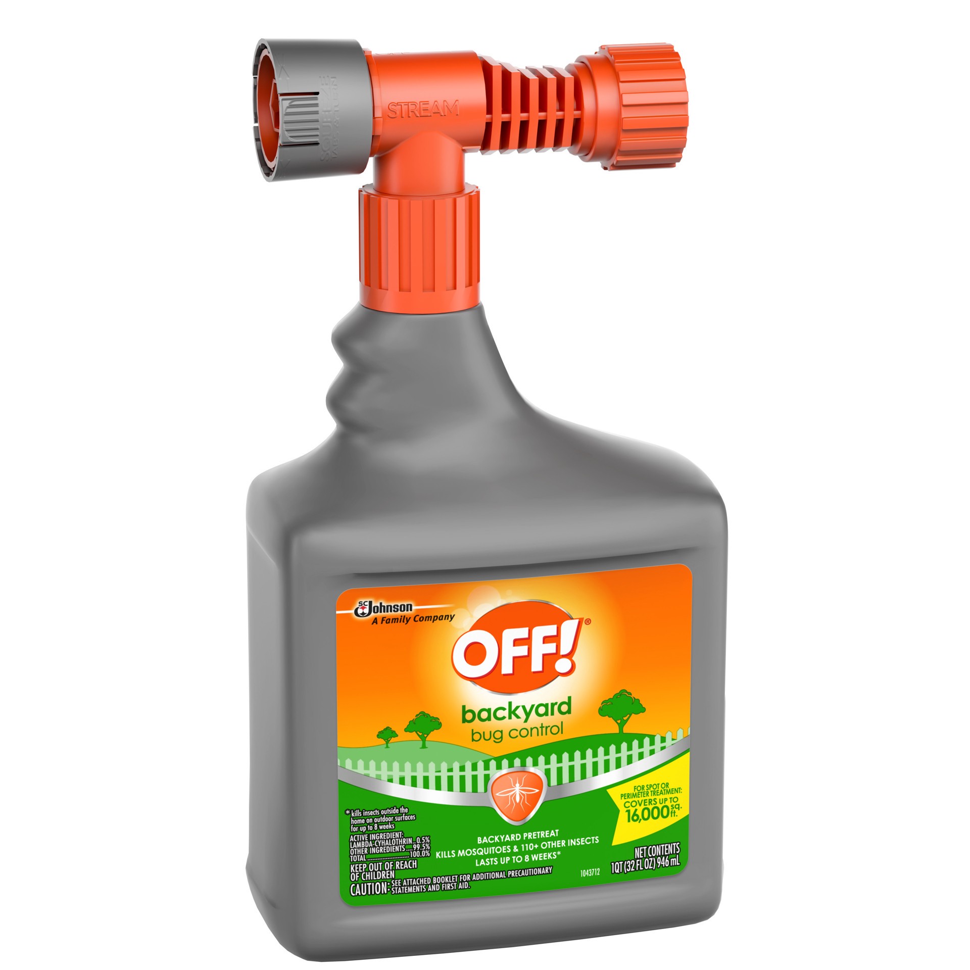slide 3 of 5, OFF! Backyard Bug Control Pretreat, 32 oz, 1 CT, Outdoor Bug Treatment, Covers up to 16,000 sq. ft., Kills for up to 8 Weeks, With a Convenient Hose Connection, 32 fl oz