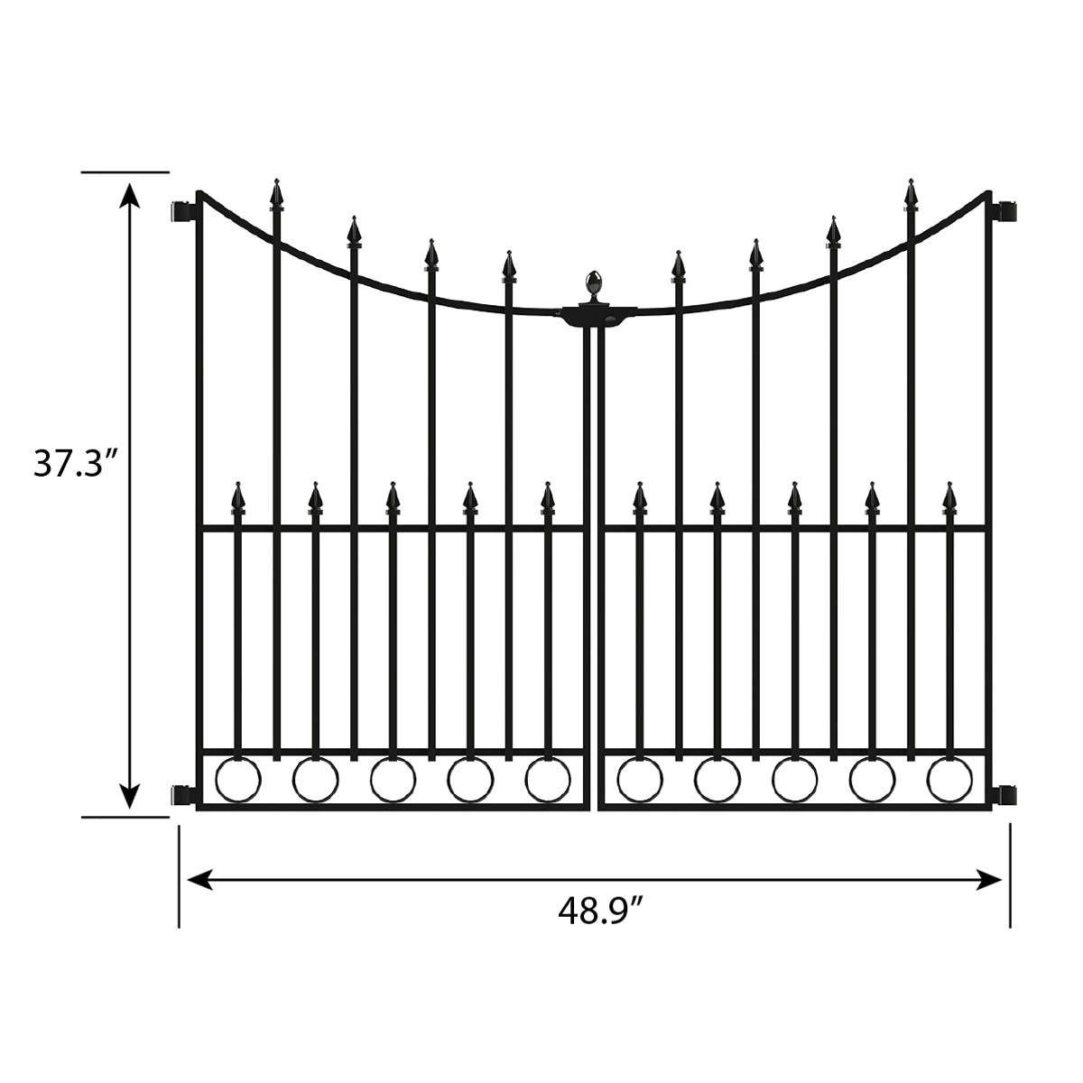slide 3 of 6, YARDLINK Grand Empire 3-ft H x 4-ft W Powder-coated Steel No Dig Decorative Walk-thru Decorative metal Fence gate, 1 ct