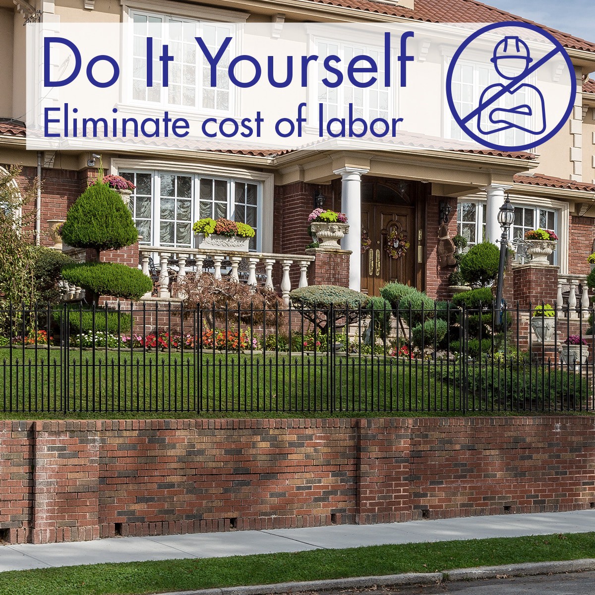 slide 5 of 6, YARDLINK Grand Empire 3-ft H x 4-ft W Powder-coated Steel No Dig Decorative Walk-thru Decorative metal Fence gate, 1 ct