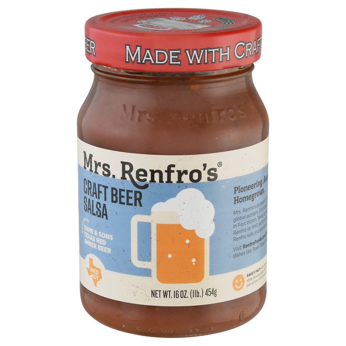 slide 2 of 12, Mrs. Renfro's Medium Hot Craft Beer Salsa Texas Red Amber Ale, 16 oz