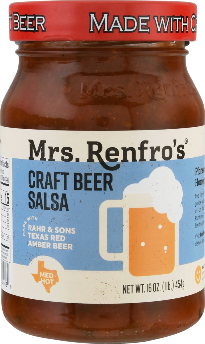 slide 4 of 12, Mrs. Renfro's Medium Hot Craft Beer Salsa Texas Red Amber Ale, 16 oz