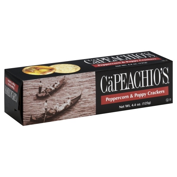 slide 1 of 1, CaPeachio’s Crackers, Peppercorn & Poppy, 4.4 oz