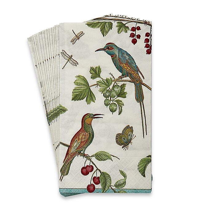 slide 1 of 1, Caspari Jeweled Birds Paper Guest Towels, 16 ct