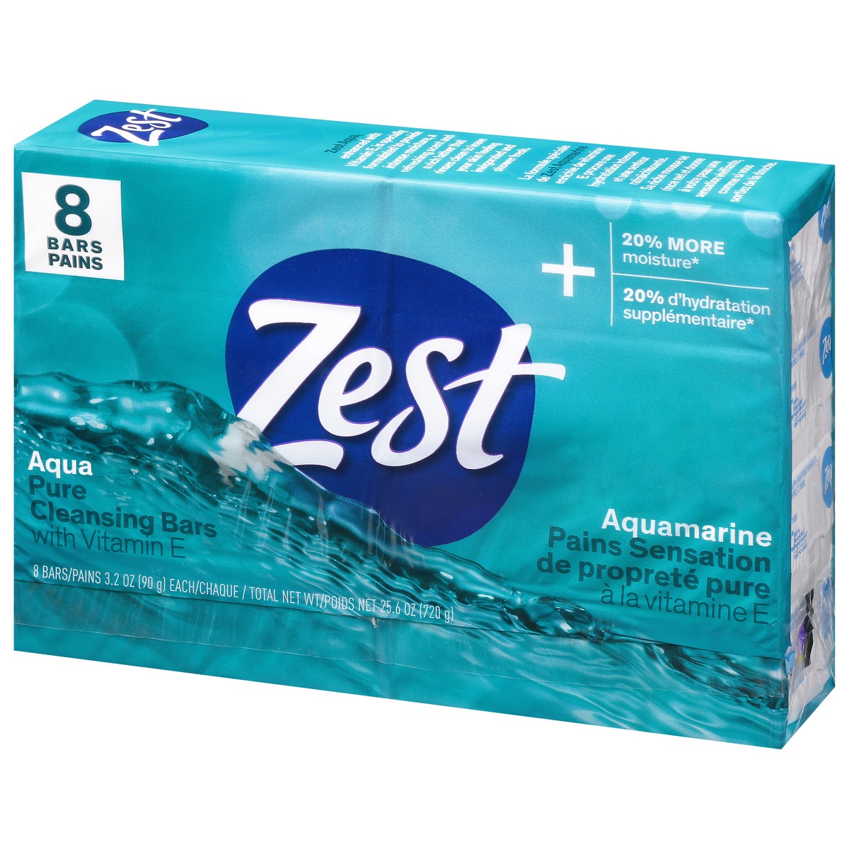 slide 3 of 13, Zest Aqua Pure Cleansing Bars With Vitamin E 8-3.2 oz Bars, 8 ct
