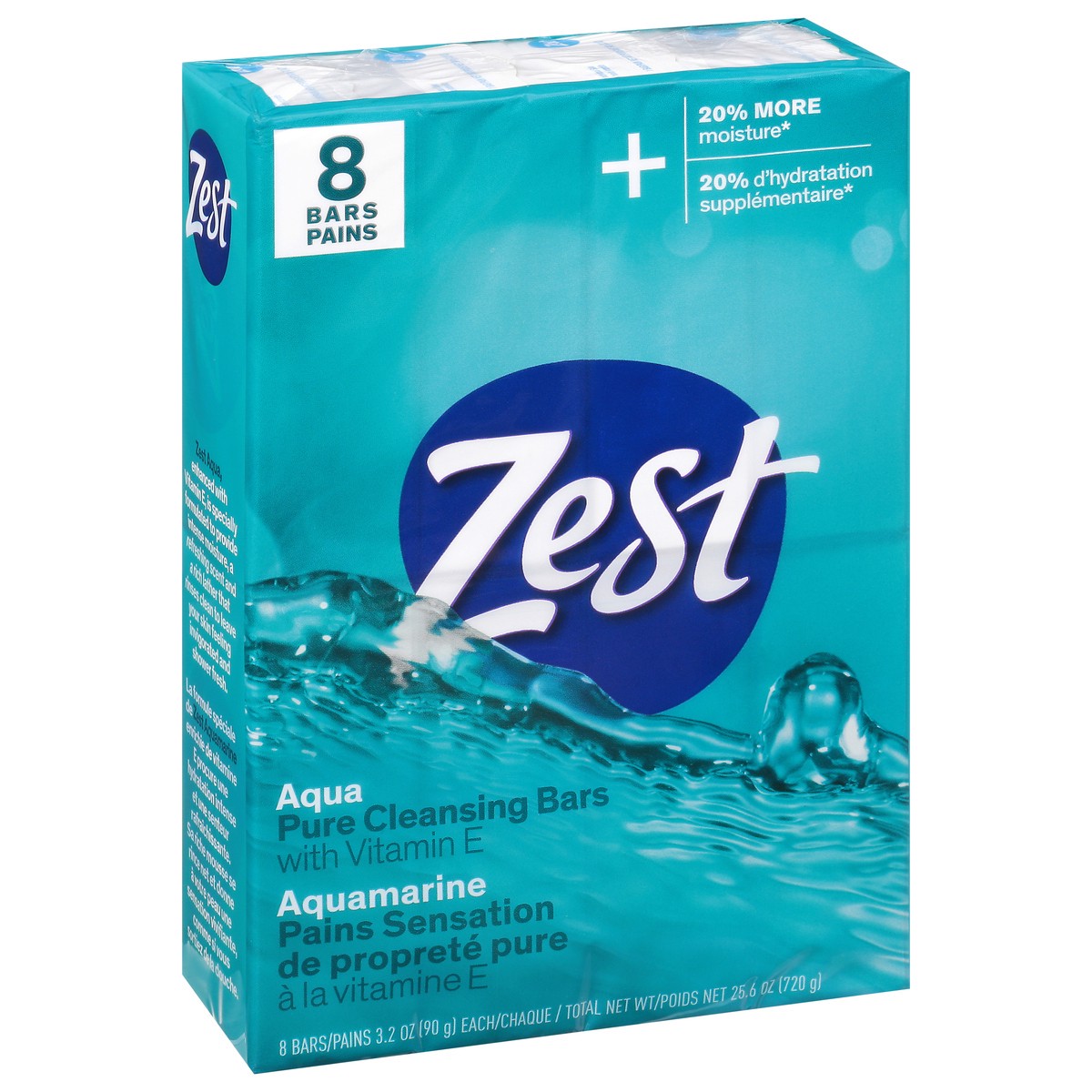 slide 13 of 13, Zest Aqua Pure Cleansing Bars With Vitamin E 8-3.2 oz Bars, 8 ct