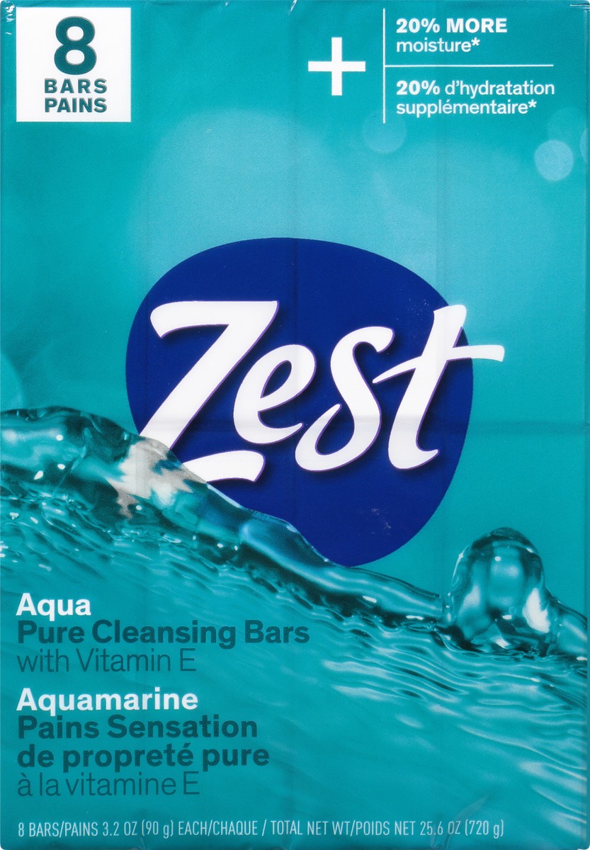 slide 1 of 13, Zest Aqua Pure Cleansing Bars With Vitamin E 8-3.2 oz Bars, 8 ct