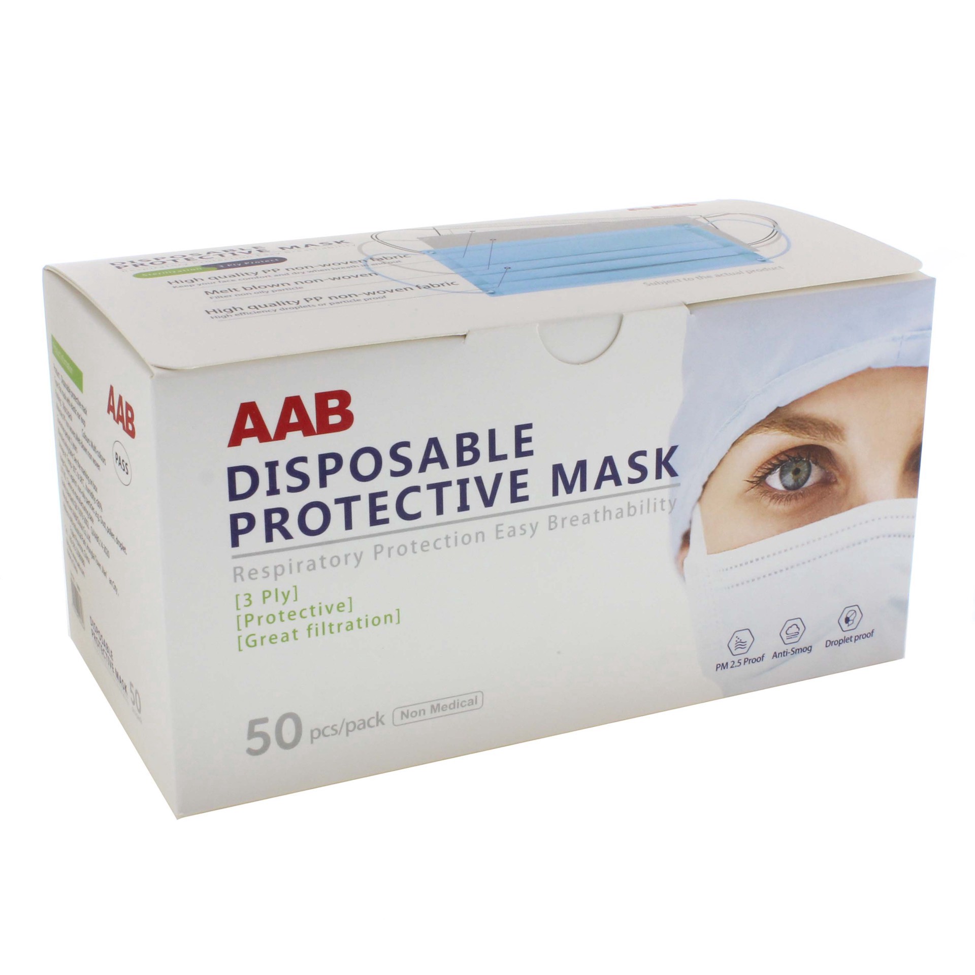 slide 1 of 1, AAB Disposable Protective Mask, 50 ct