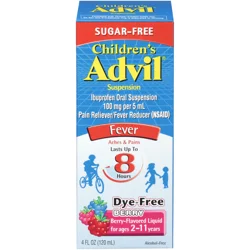 Advil Children's Advil Pain Reliever and Fever Reducer, Dye-Free & Sugar-Free Suspension, Berry - 4 Fl Oz