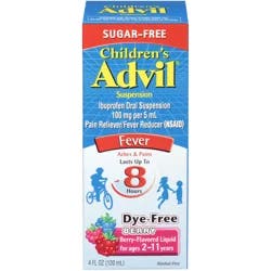 Advil Children's Advil Pain Reliever and Fever Reducer, Dye-Free & Sugar-Free Suspension, Berry - 4 Fl Oz