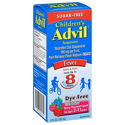 slide 1 of 1, Advil Children's Fever Pain Reliever Sugar Free Berry, 4 oz
