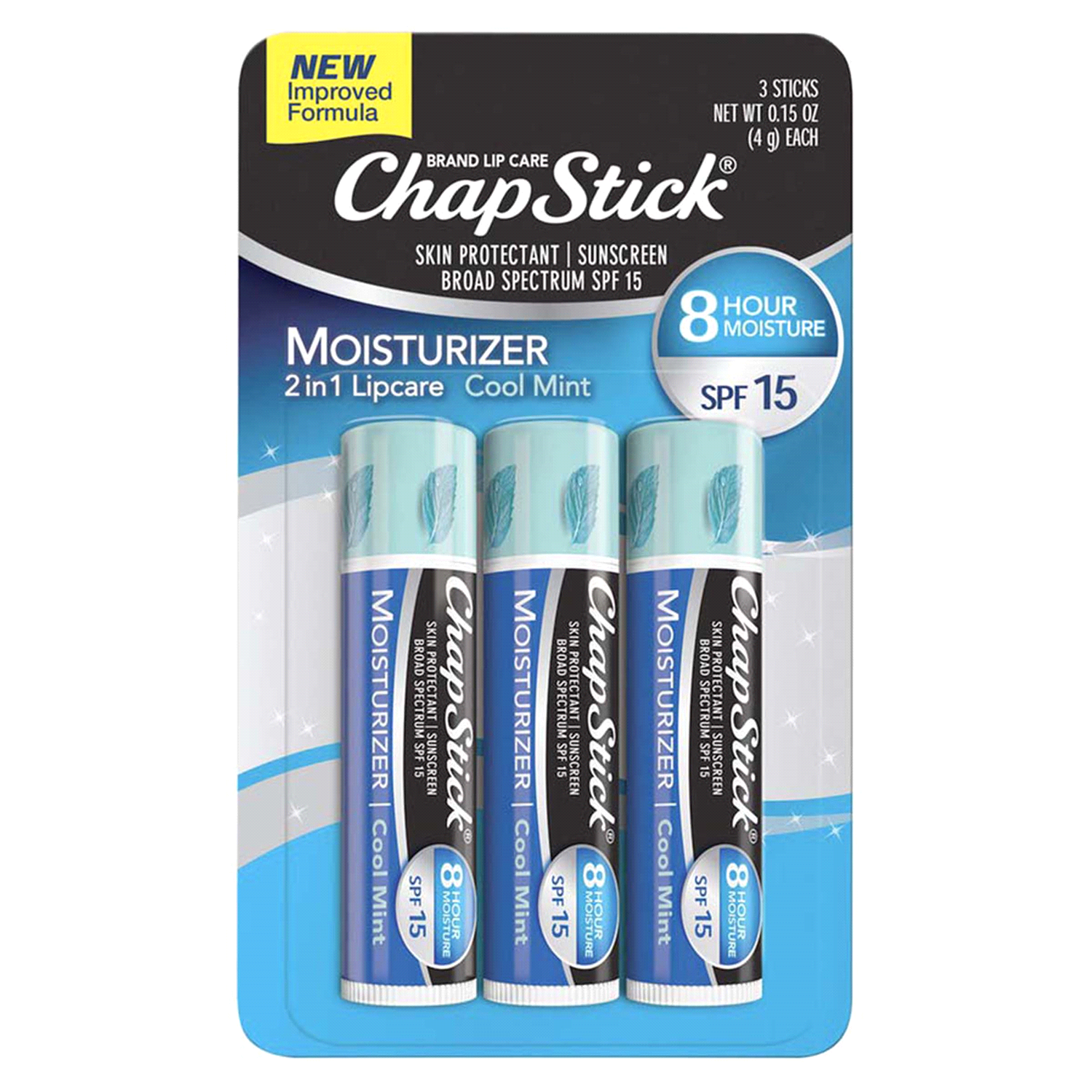 slide 1 of 3, ChapStick Moisturizer Cool Mint Lip Balm Tubes - 0.15 Oz (Pack of 3), 3 ct; 0.15 oz