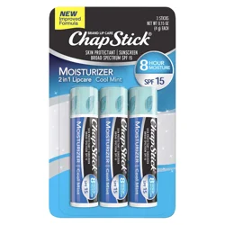 ChapStick Moisturizer Cool Mint Lip Balm Tubes - 0.15 Oz (Pack of 3)