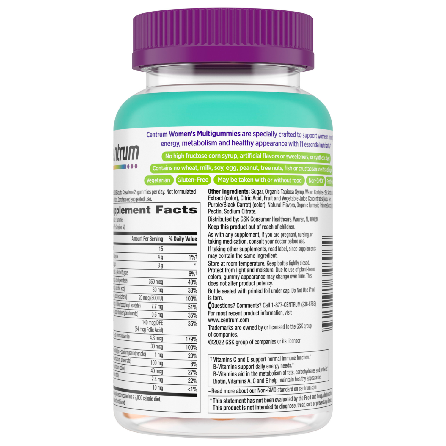 slide 7 of 8, Centrum Women's Multivitamin Gummies, Tropical Fruit Flavor, 100 Count, 100 ct