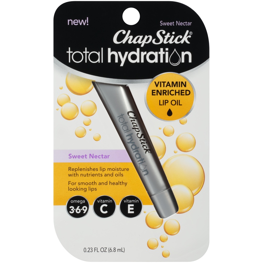 slide 1 of 5, Chapstick Total Hydration Vitamin Enriched Lip Oil - Sweet Nectar Flavor, 23 fl oz