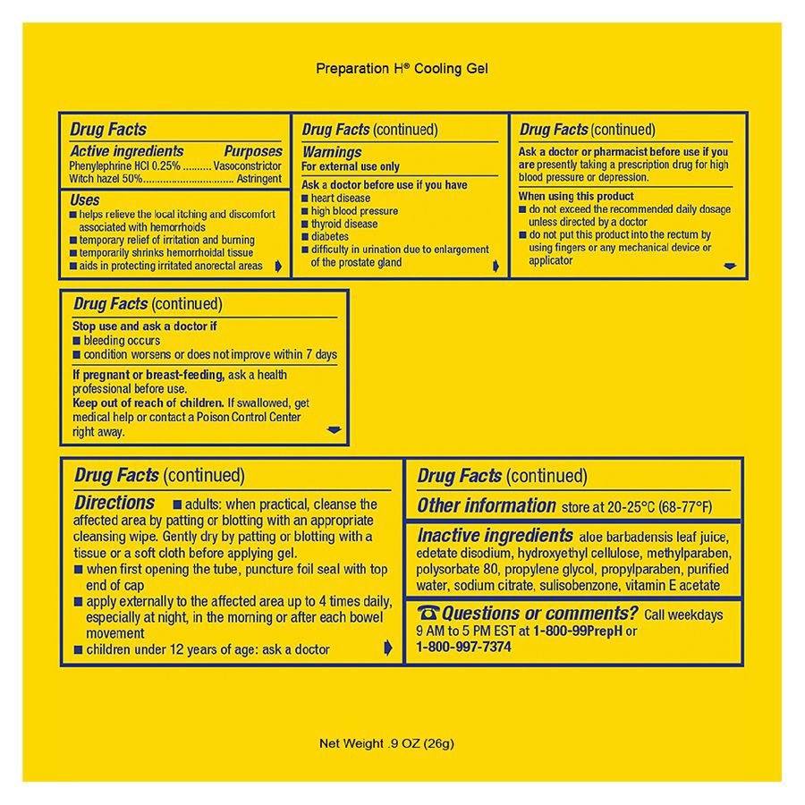 slide 4 of 5, PREPARATION H Hemorrhoid Symptom Treatment Cooling Gel, Fast Discomfort Relief with Vitamin E and Aloe, Tube (0.9 Ounce), 1 ct