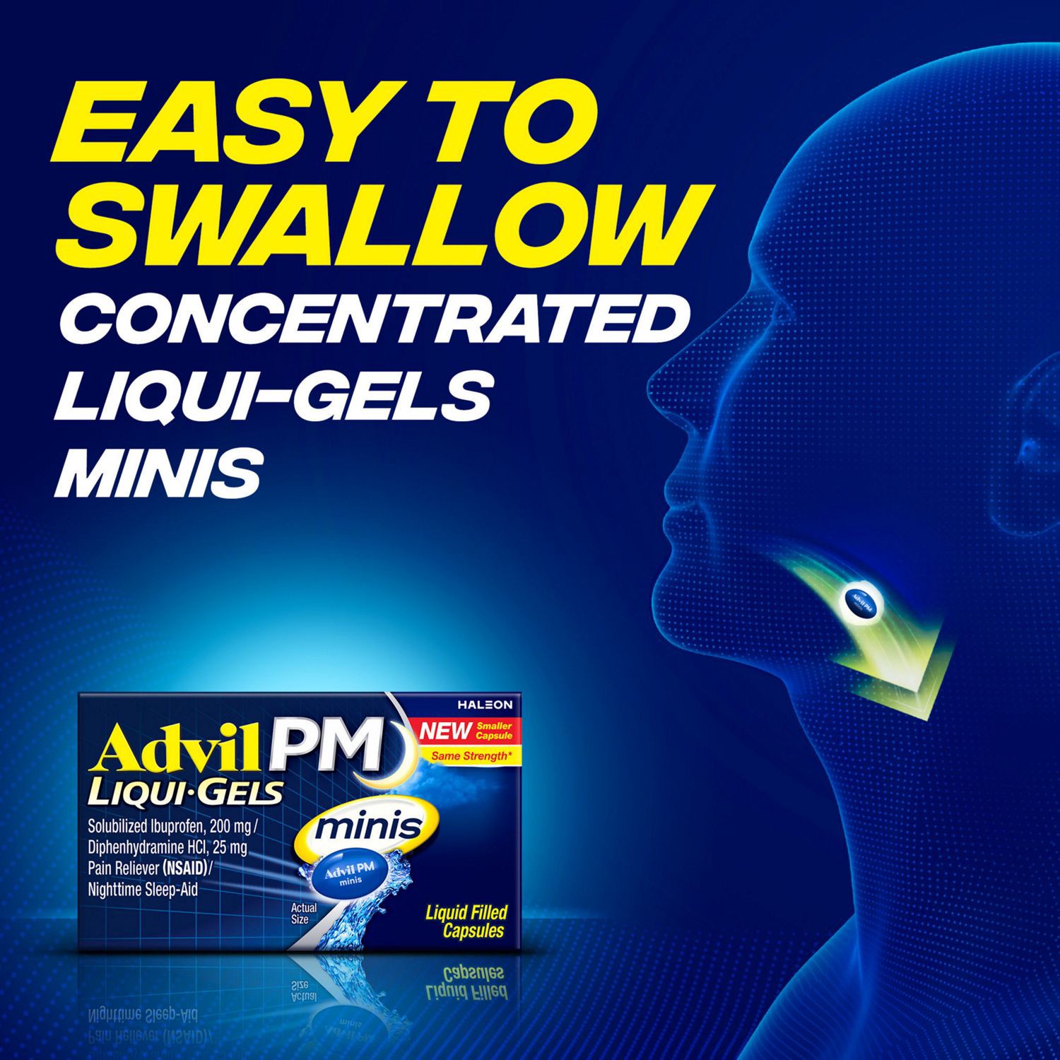 slide 6 of 13, Advil PM Liqui Gels Pain Reliever Minis 40 Liquid Filled Capsules, 40 ct