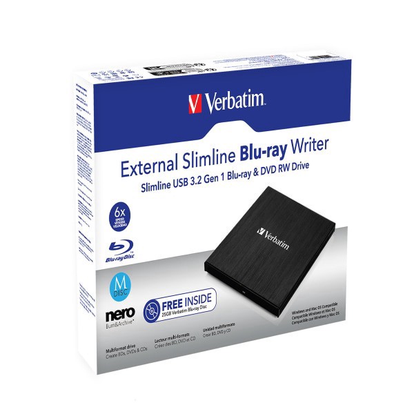 slide 4 of 9, Verbatim External Slimline Blu-Ray Writer, 1 ct
