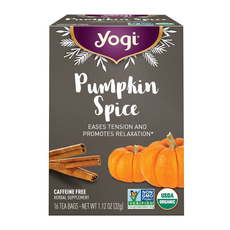 slide 1 of 5, Yogi Caffeine Free Pumpkin Spice Herbal Supplement 16 Tea Bags, 16 ct