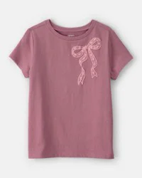 Carter's Girls Lace Bow Short-Sleeve Graphic Tee - Pink Blush S